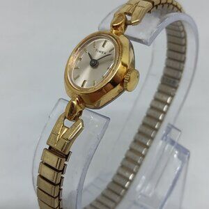 VINTAGE Timex 27D Manual Wind Women's 17mm Gold Tone Flex Band Watch